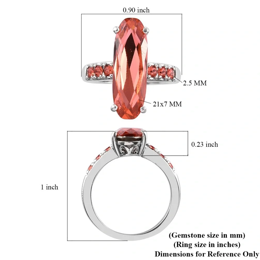 SWAROVSKI Padparasha Crystal Ring. Size 8